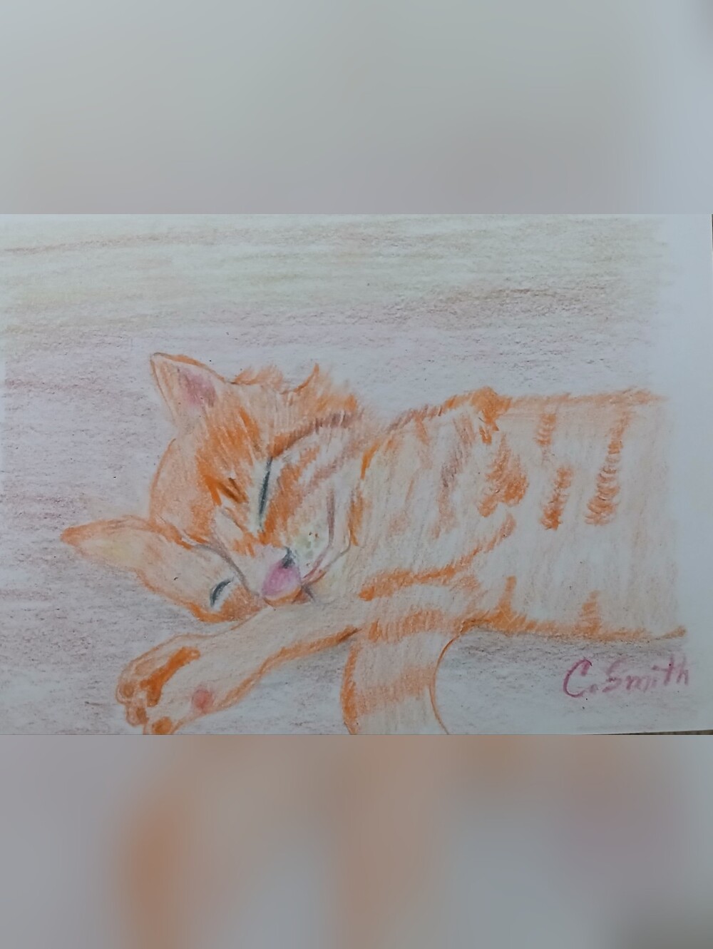 Hand-Painted Orange Tabby Cat Art Print by C. Smith